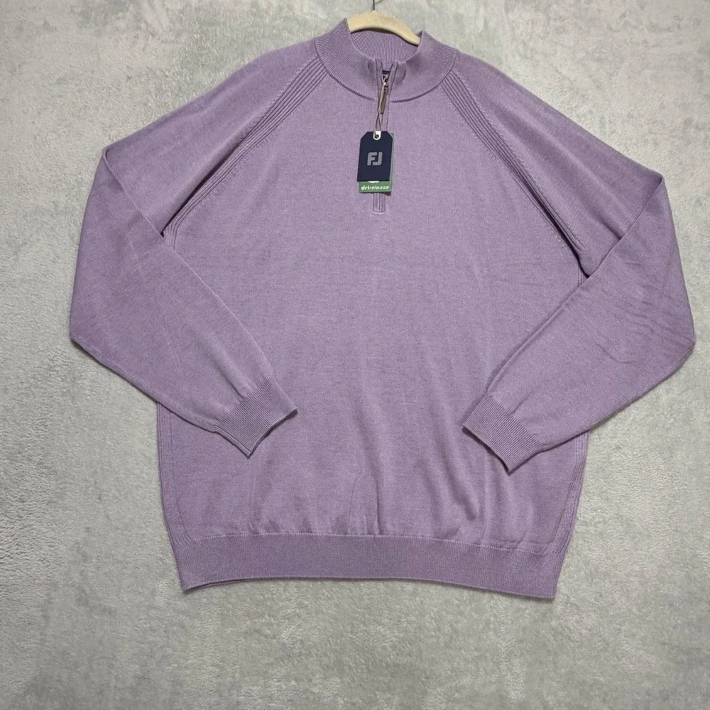 Footjoy Half Zip Sweater Men XXL Lavender Golf Pullover Wool Preppy Winter